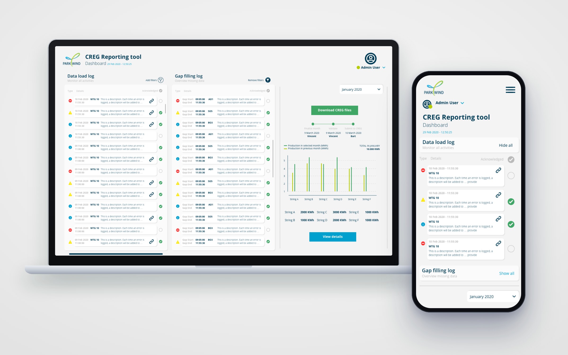 Parkwind — CREG Reporting tool
